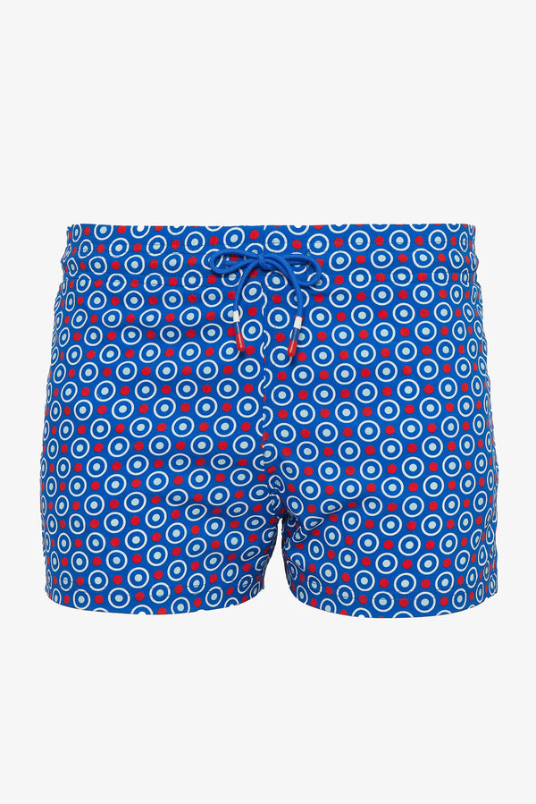 RED/BLUE DOTS MARBELLA 2.5 INSEAM SWIM SHORTS PM-6002-07 Final Sale