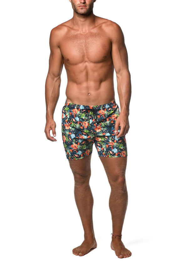 NAVY RAINFOREST MORITZ 6" INSEAM SWIM SHORT PM-6004-50