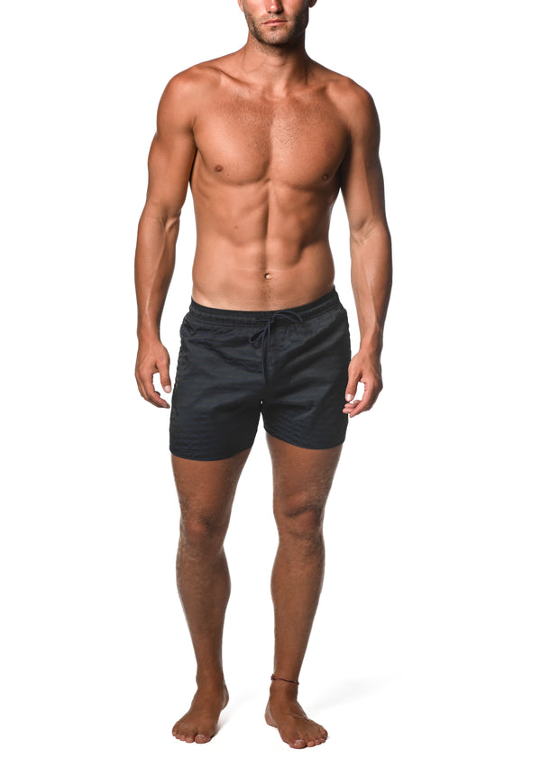 NAVY WAVES 4.5" INSEAM JACQUARD STRETCH SWIM SHORT WITH MESH LINER PM-6016