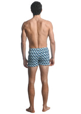 ROYAL/ CYAN 3D CHEVRON PRINTED SWIM SHORTS  W/ MESH LINING PM-6018-32