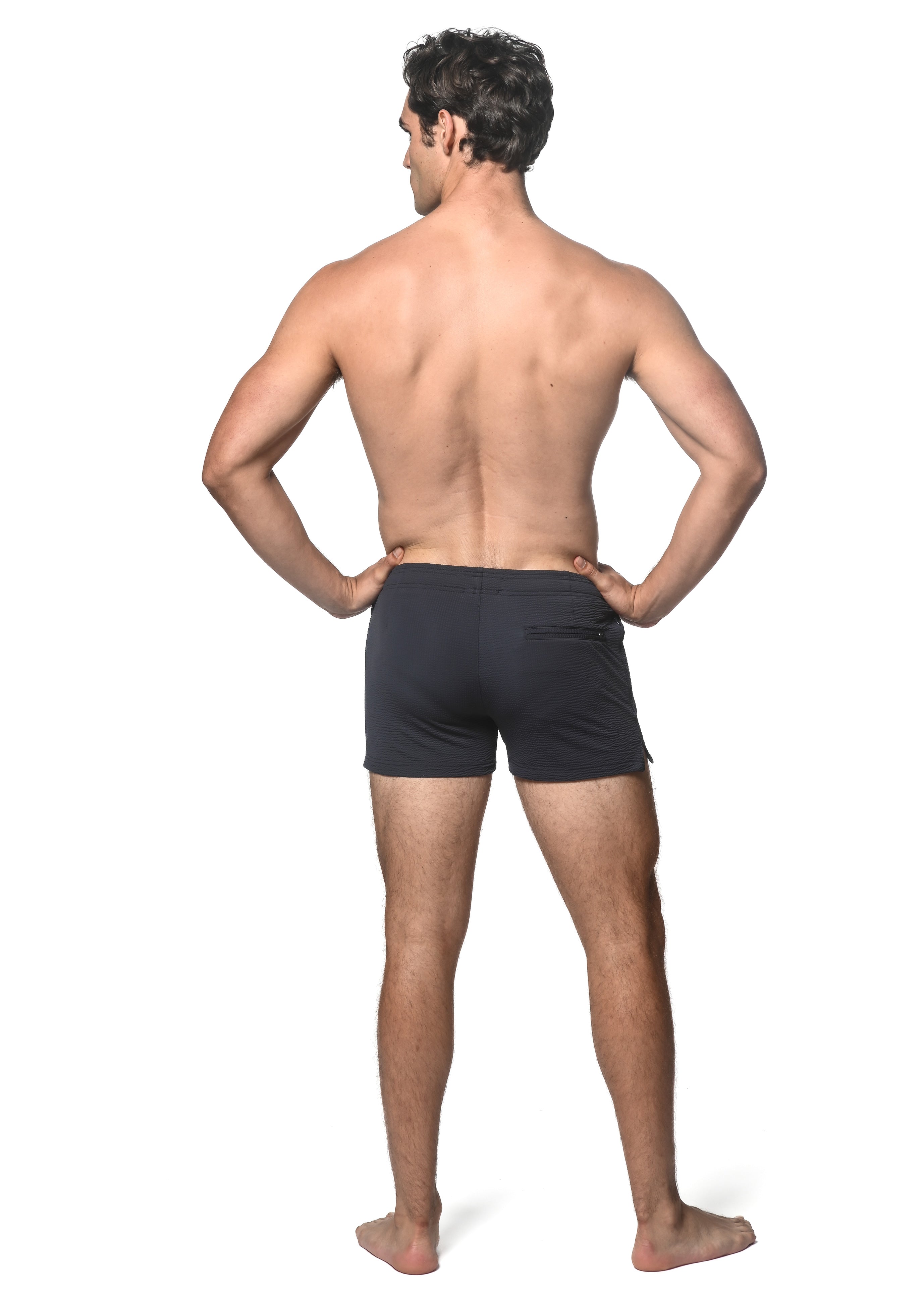 NAVY SOLID SEERSUCKER SWIMSHORT W/ MESH LINING PM-6030-NAVY