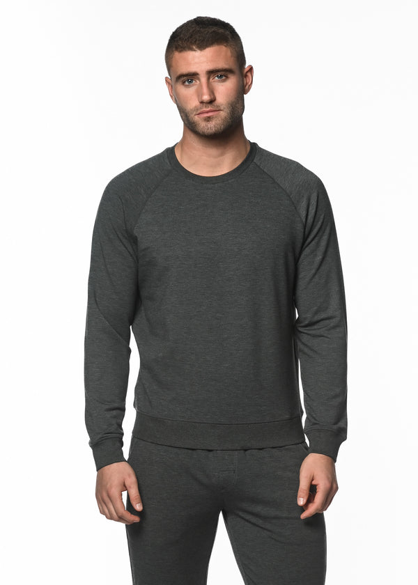 HEATHER GREY CREW NECK FLEECE PULLOVER PM-70000