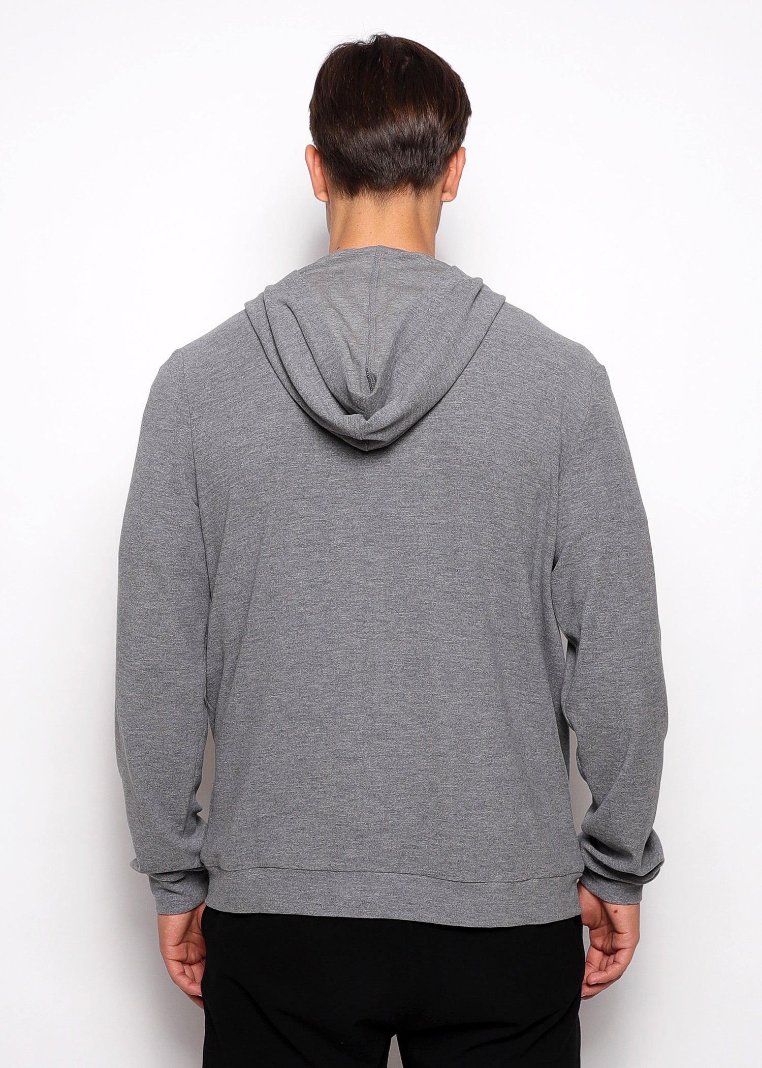 Charcoal Stretch Knit Zip-Up Hoodie