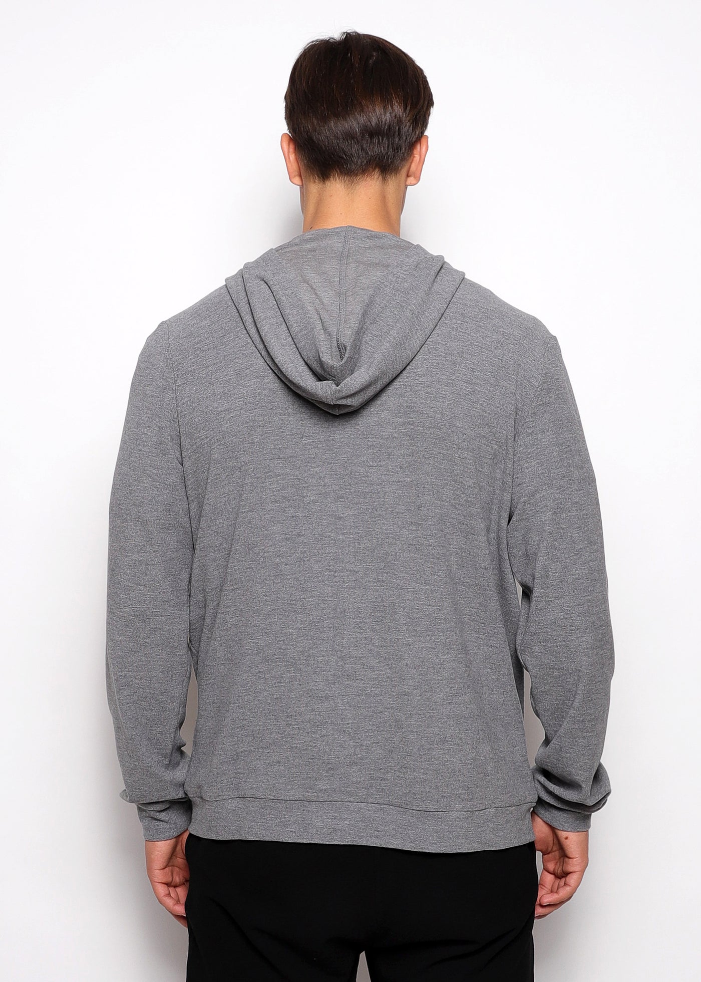 Charcoal Stretch Knit Zip-Up Hoodie