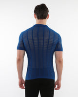 PEACOCK OPEN COLLAR TEXTURED MESH KNIT COTTON POLO PM-16234