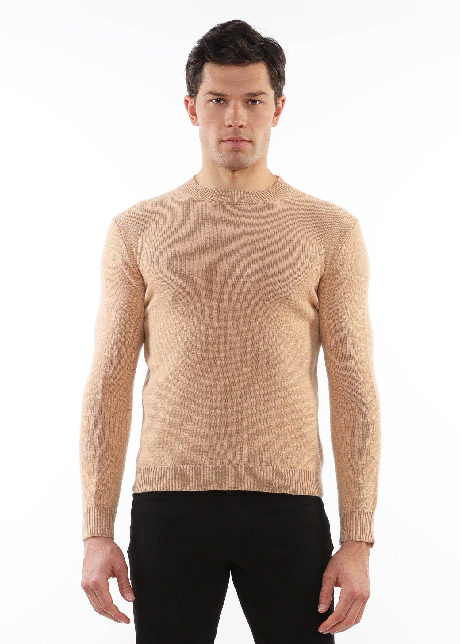 CARAMEL CREW NECK WOOL SWEATER PM-16406