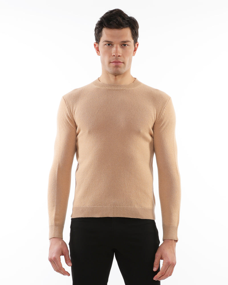 CARAMEL CREW NECK WOOL SWEATER PM-16406
