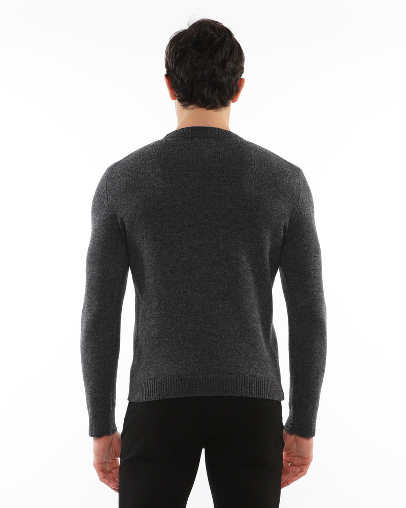 CHARCOAL CREW NECK WOOL SWEATER PM-16406