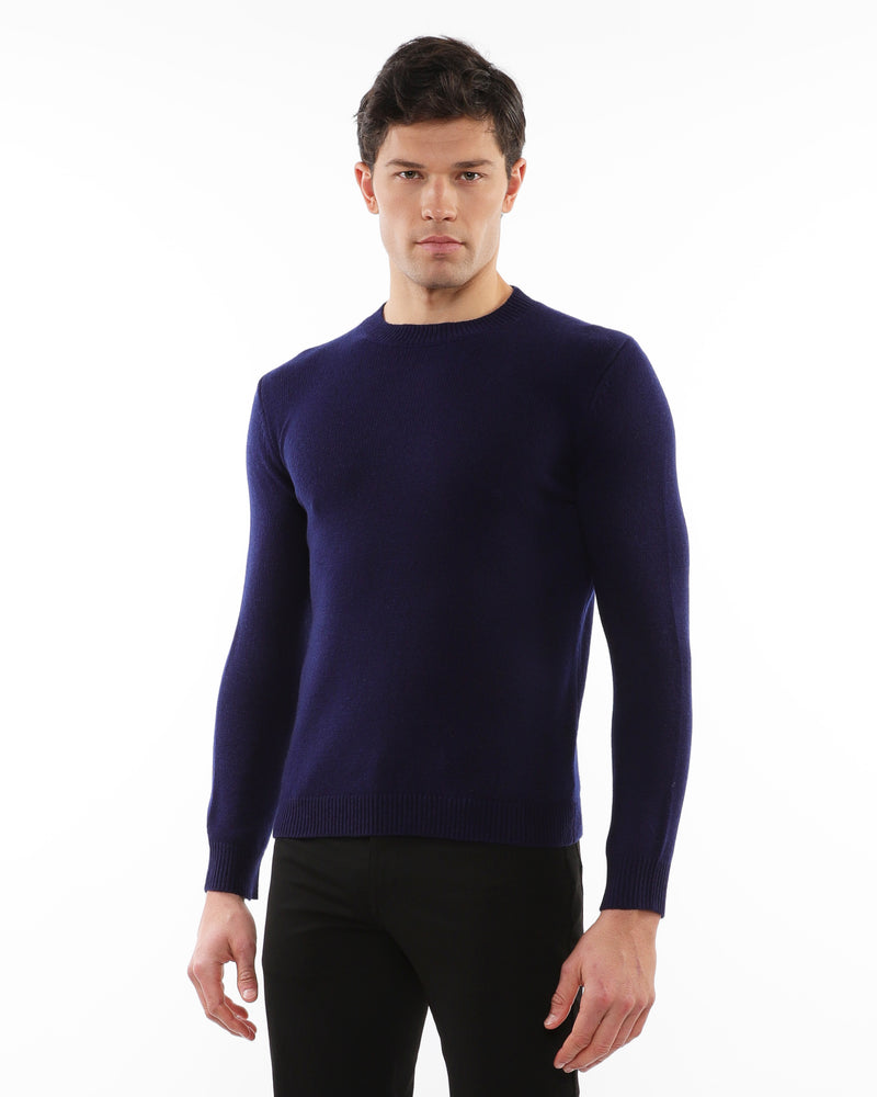 NAVY CREW NECK WOOL SWEATER PM-16406