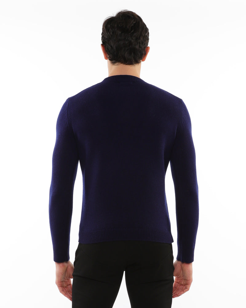 NAVY CREW NECK WOOL SWEATER PM-16406