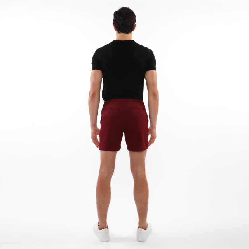 MAROON 6" INSEAM TEXTURED STRETCH KNIT CHINO SHORTS PM-2530-01