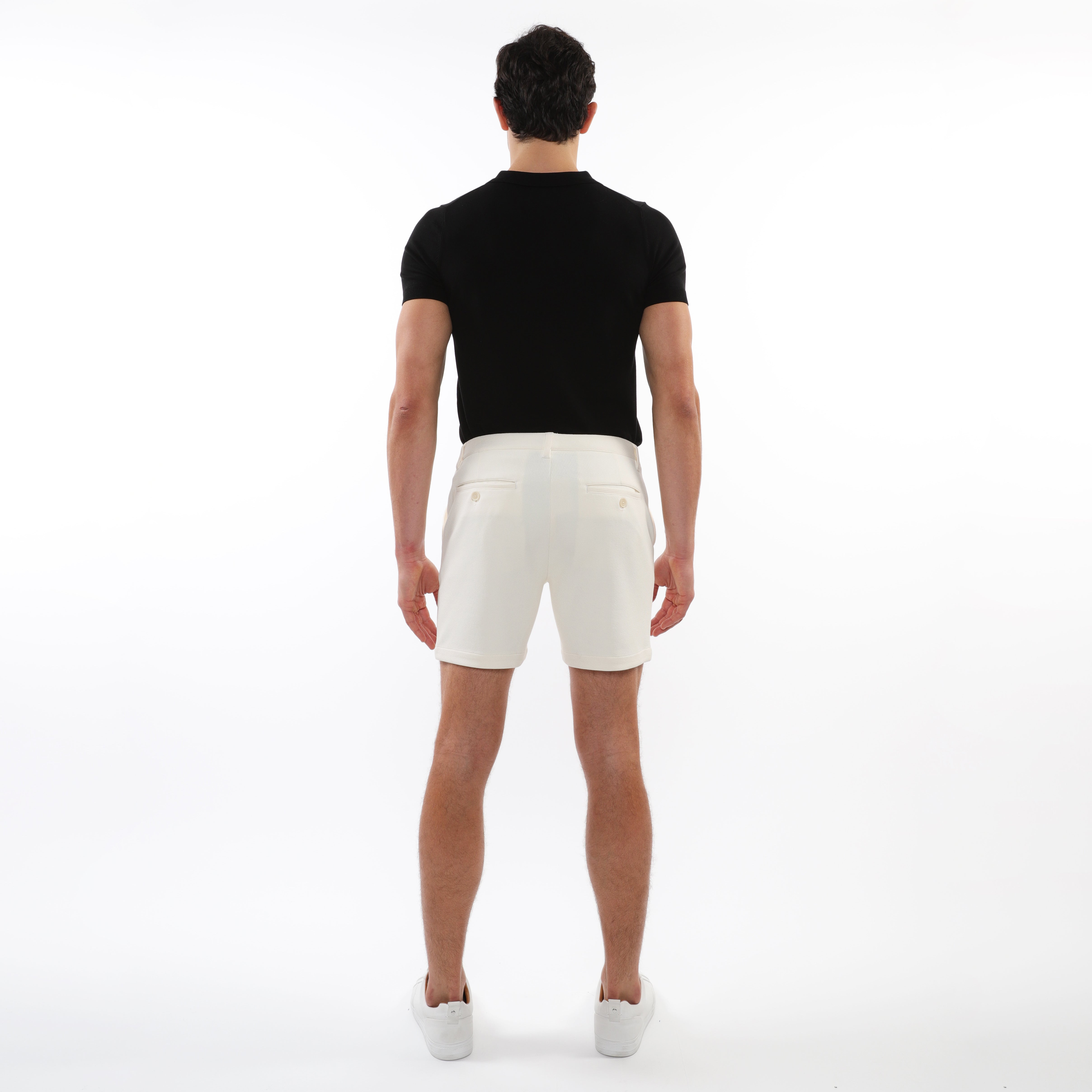 OFF WHITE 6" INSEAM TEXTURED STRETCH KNIT CHINO SHORTS PM-2530-01