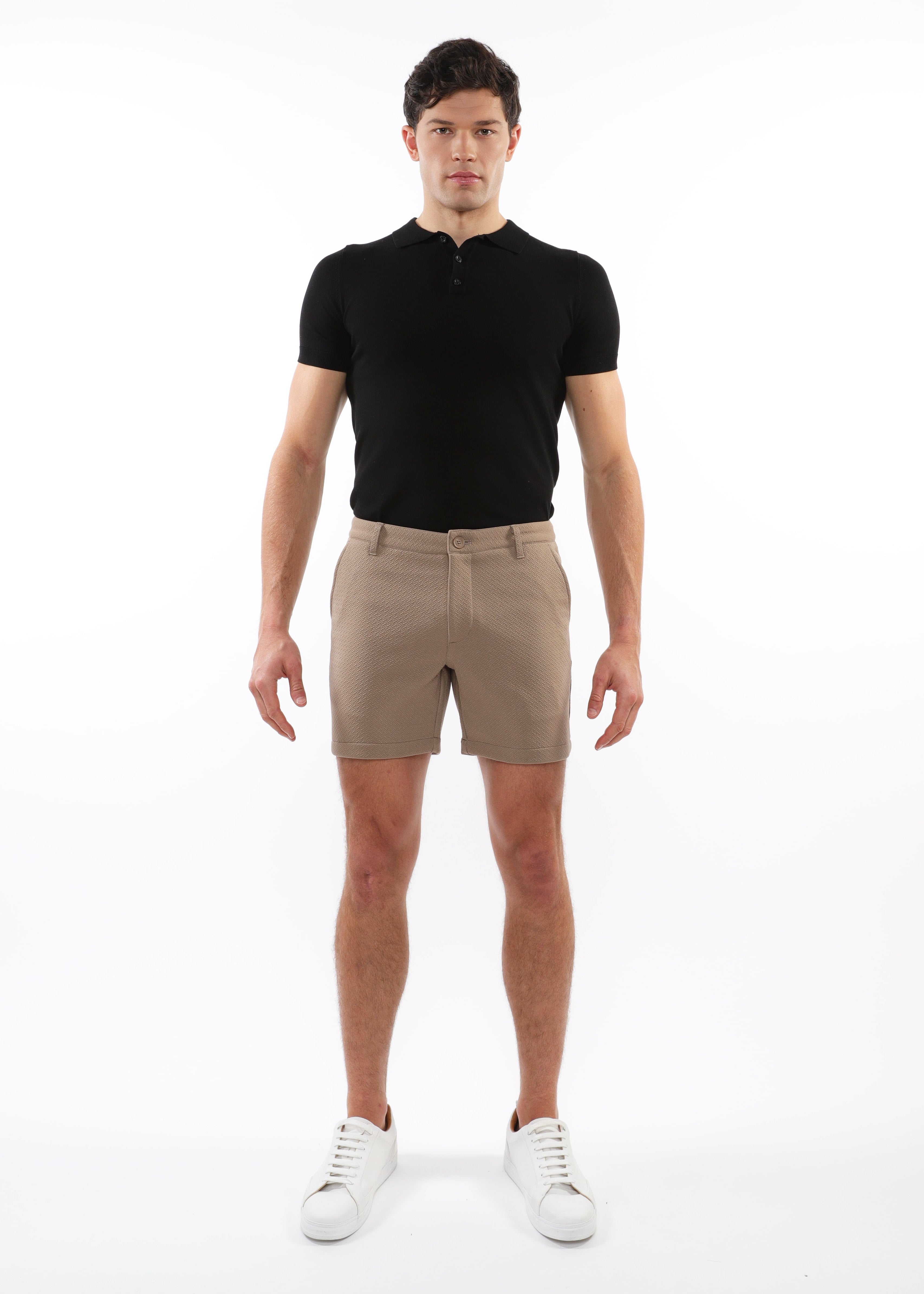 MOCHA 6" INSEAM TEXTURED JACQUARD STRETCH KNIT CHINO SHORTS PM-2533
