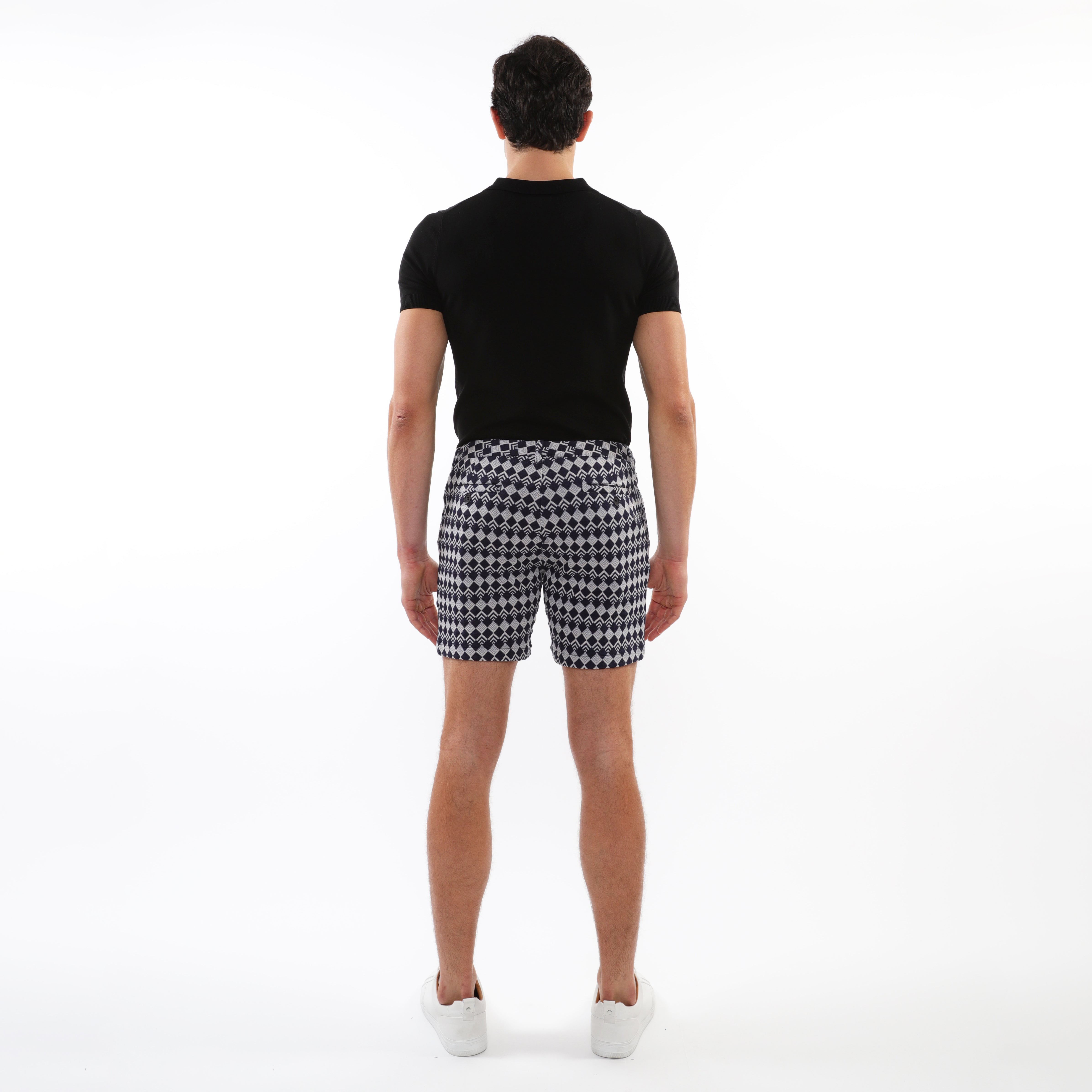 SLATE GREY DIAMONDS 6" INSEAM TEXTURED JACQUARD STRETCH  CHINO SHORTS PM-2537