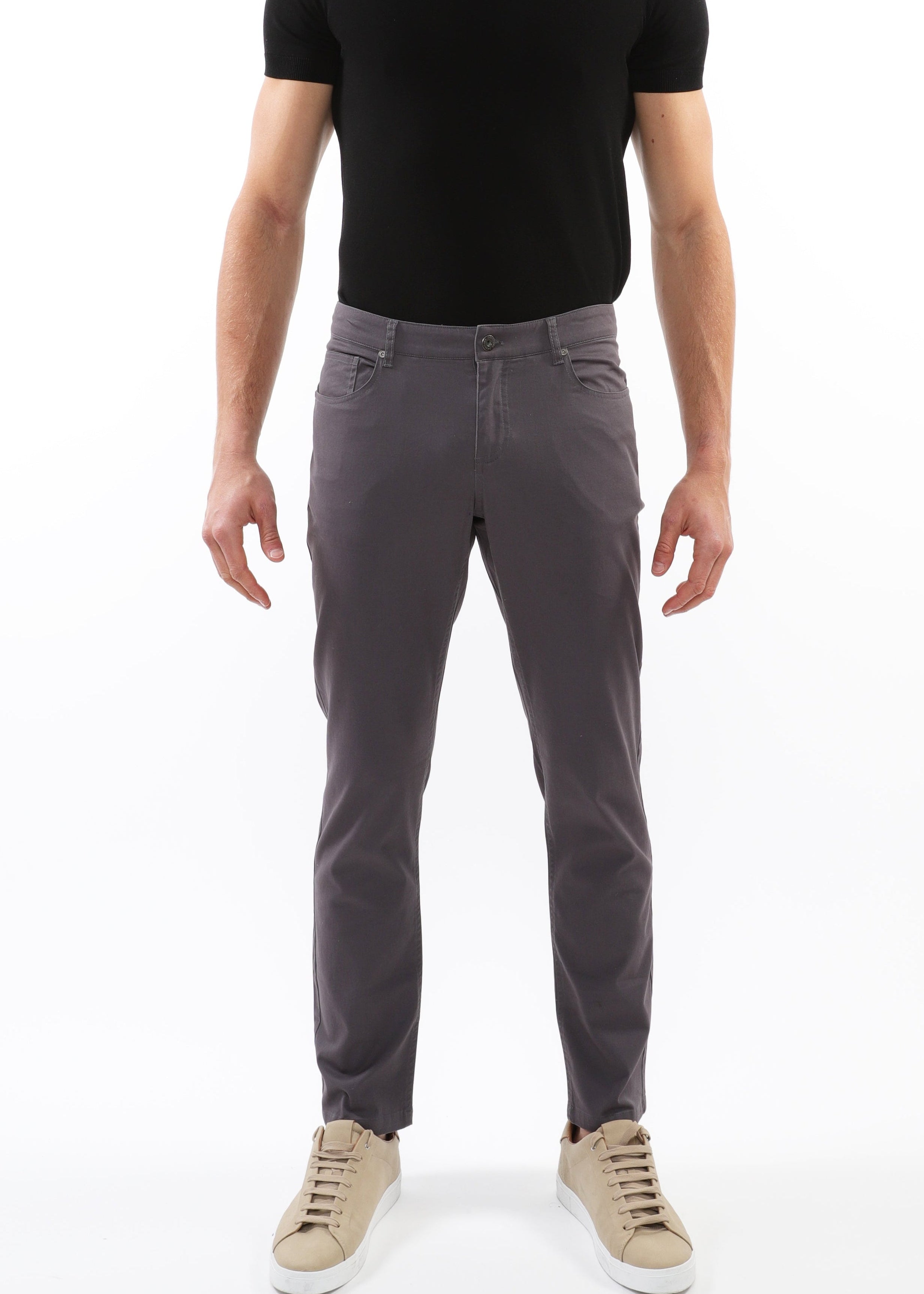 ANTHRACITE WASHED STRETCH TWILL WOVEN 5-POCKET JEANS PM-3048