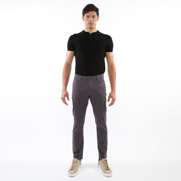 ANTHRACITE WASHED STRETCH TWILL WOVEN 5-POCKET JEANS PM-3048