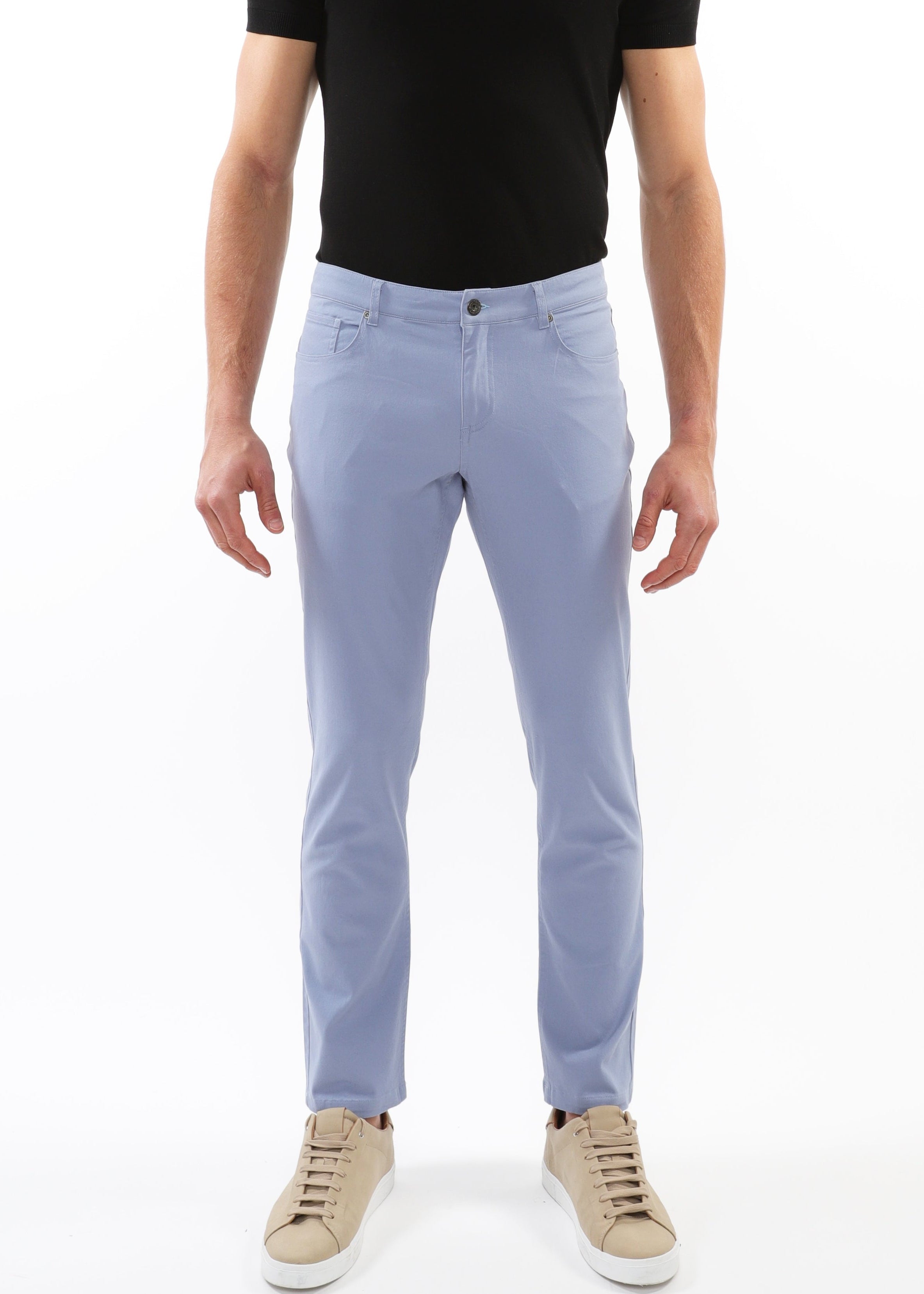 BLUE SHELL WASHED STRETCH TWILL WOVEN 5-POCKET JEANS PM-3048