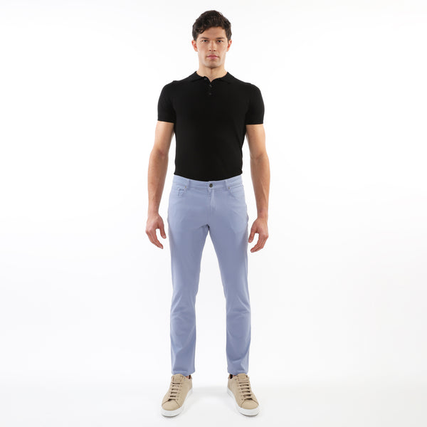 BLUE SHELL WASHED STRETCH TWILL WOVEN 5-POCKET JEANS PM-3048