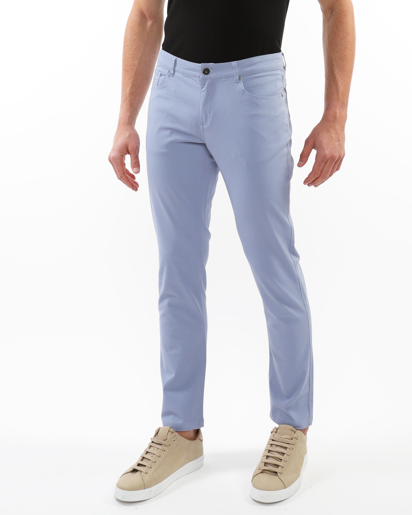 BLUE SHELL WASHED STRETCH TWILL WOVEN 5-POCKET JEANS PM-3048