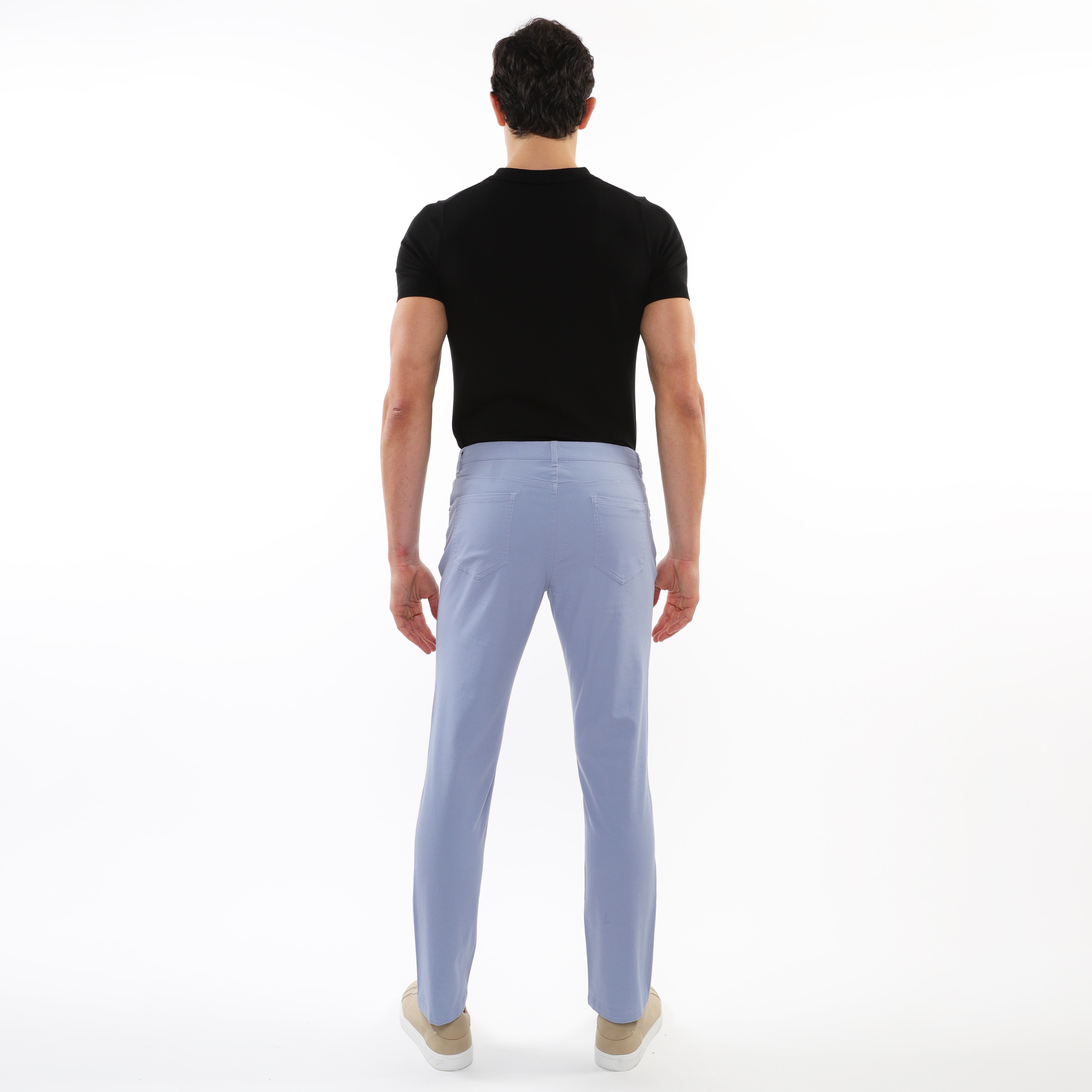 BLUE SHELL WASHED STRETCH TWILL WOVEN 5-POCKET JEANS PM-3048