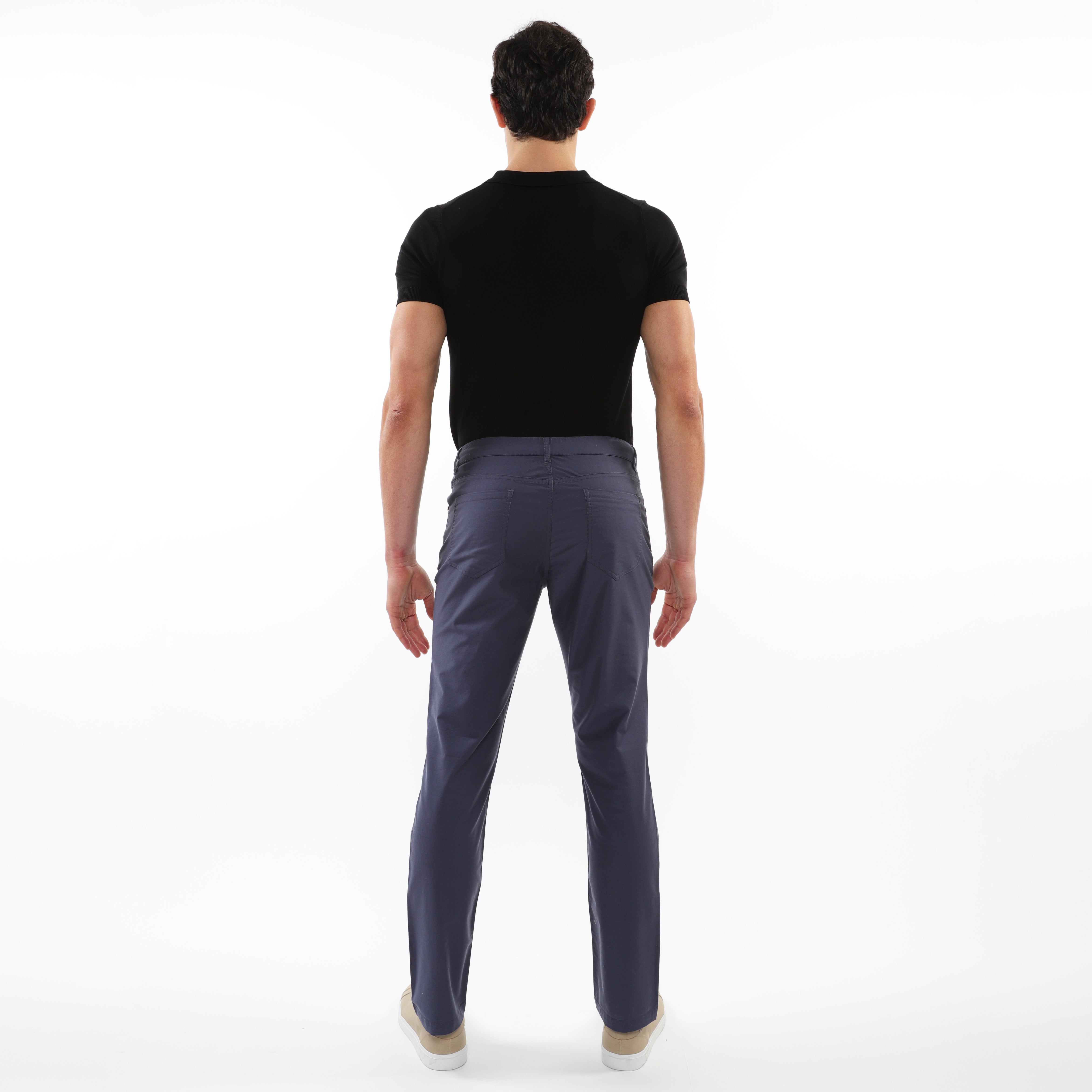 ADMIRAL BLUE LIGHTWEIGHT WASHED TEXTURED STRETCH WOVEN 5-POCKET JEANS PM-3049