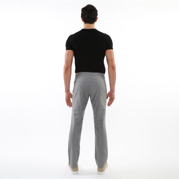 ASH GREY LIGHTWEIGHT WASHED TEXTURED STRETCH WOVEN 5-POCKET JEANS PM-3049