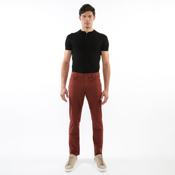 RED LAVA LIGHTWEIGHT WASHED TEXTURED STRETCH WOVEN 5-POCKET JEANS PM-3049