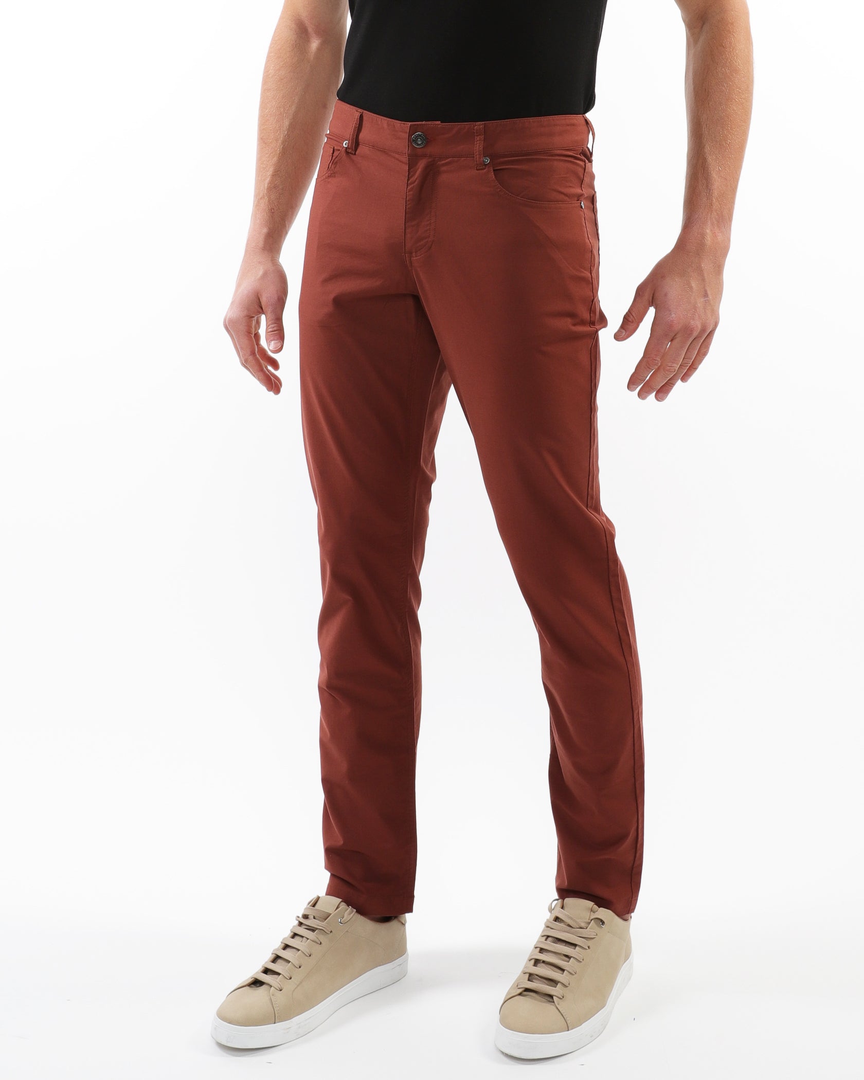 RED LAVA LIGHTWEIGHT WASHED TEXTURED STRETCH WOVEN 5-POCKET JEANS PM-3049