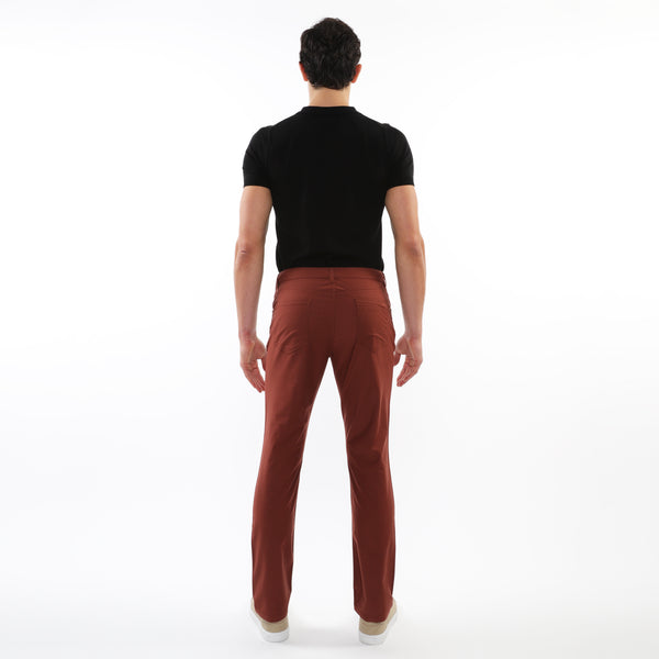 RED LAVA LIGHTWEIGHT WASHED TEXTURED STRETCH WOVEN 5-POCKET JEANS PM-3049