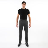 CHARCOAL HERRINGBONE WOOL-LOOK STRETCH KNIT PANTS W/ BACK ELASTIC WAISTBAND PM-3050-01