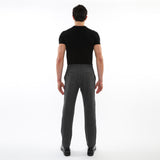 CHARCOAL HERRINGBONE WOOL-LOOK STRETCH KNIT PANTS W/ BACK ELASTIC WAISTBAND PM-3050-01