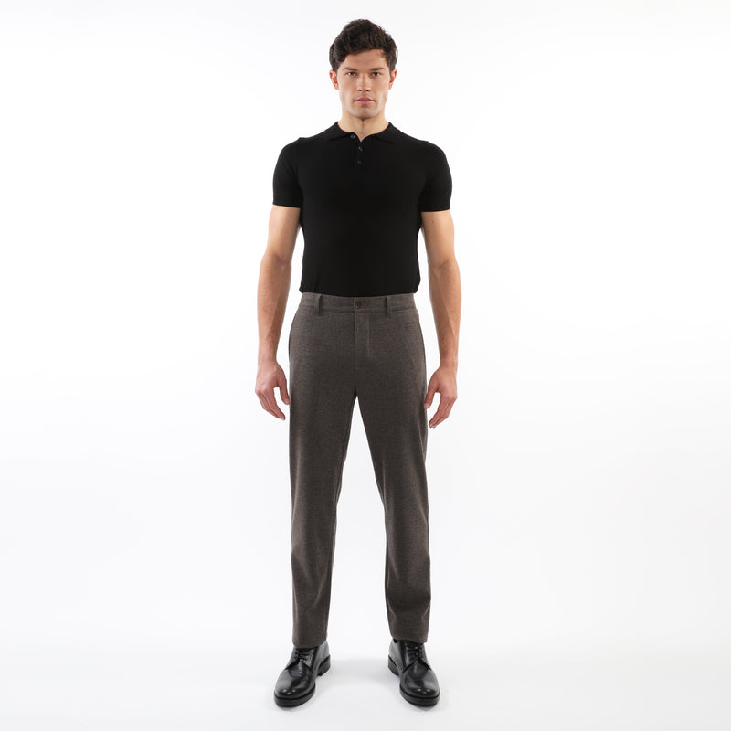 ESPRESSP MICRO CHECK WOOL-LOOK STRETCH KNIT PANTS W/ BACK ELASTIC WAISTBAND PM-3050-02