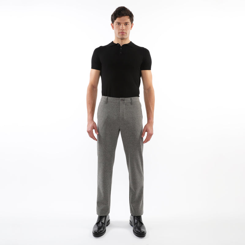 GREY WOOL-LOOK STRETCH KNIT PANTS W/ BACK ELASTIC WAISTBAND PM-3050-03