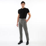 GREY WOOL-LOOK STRETCH KNIT PANTS W/ BACK ELASTIC WAISTBAND PM-3050-03