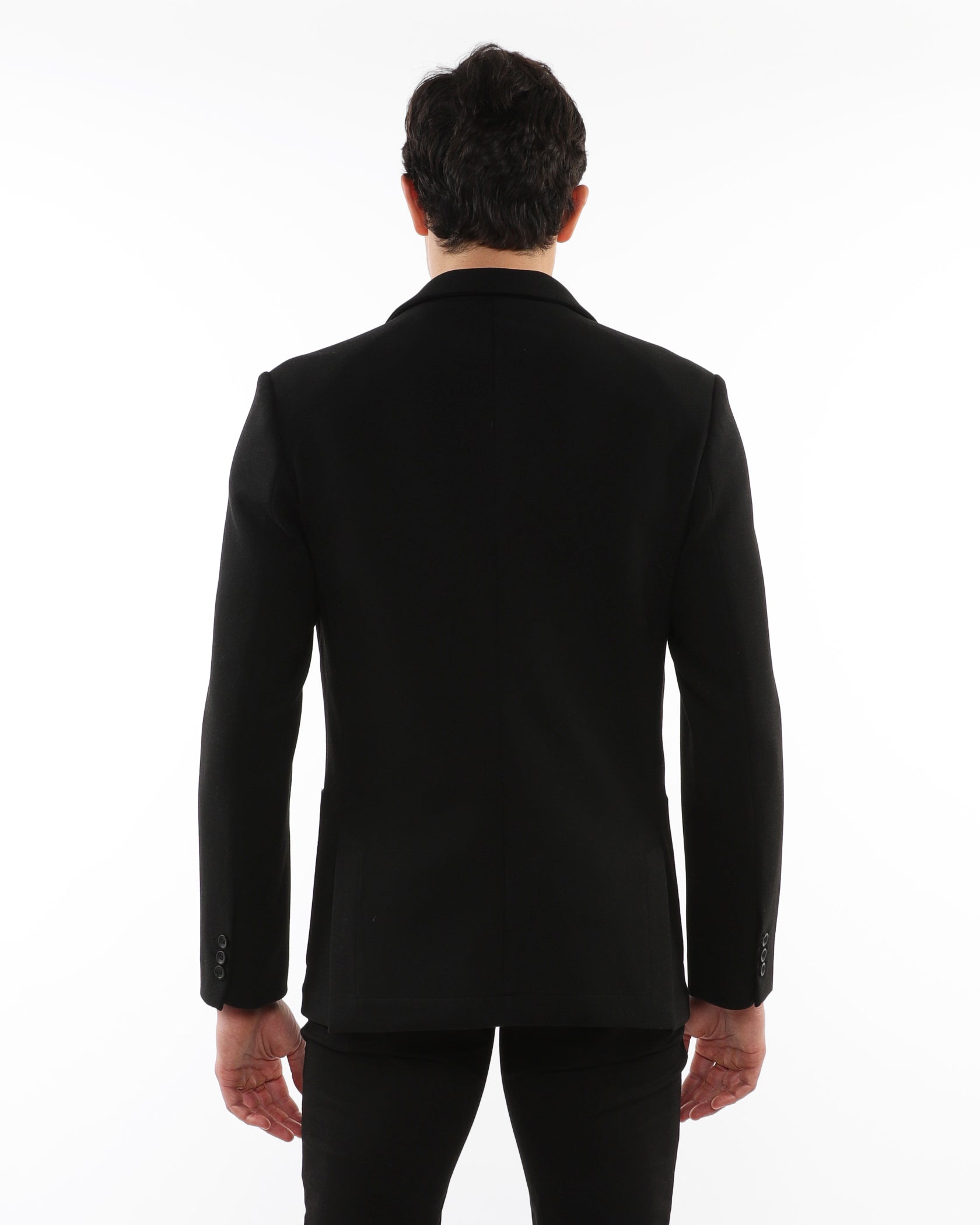 BLACK WOOL-LOOK STRETCH KNIT BLAZER PM-3055-01