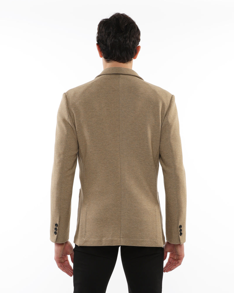 CAMEL WOOL-LOOK STRETCH KNIT BLAZER PM-3055-01