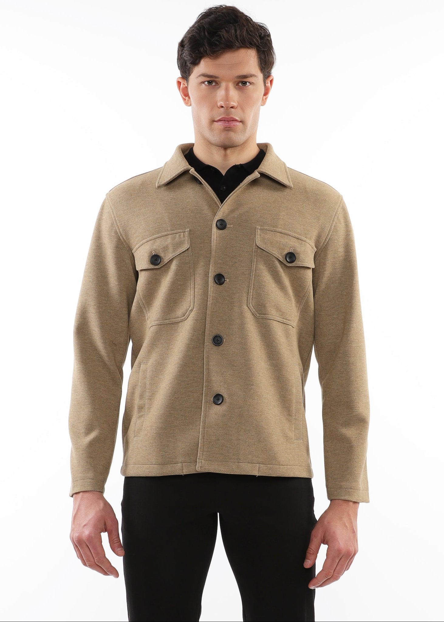 CAMEL WOOL-LOOK STRETCH KNIT JACKET PM-3056-01