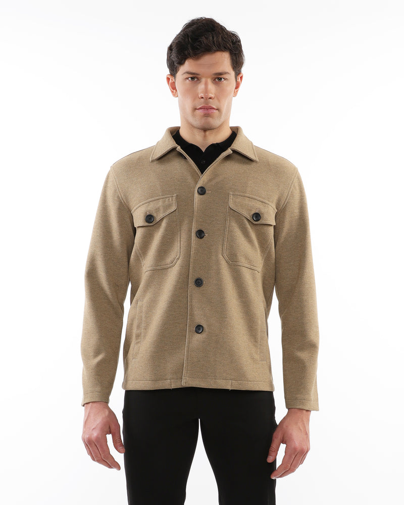CAMEL WOOL-LOOK STRETCH KNIT JACKET PM-3056-01