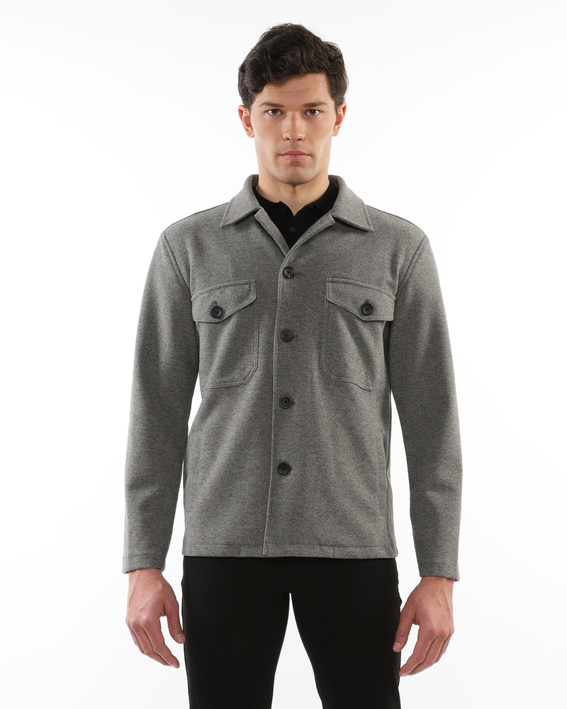 GREY WOOL-LOOK STRETCH KNIT JACKET PM-3056-01
