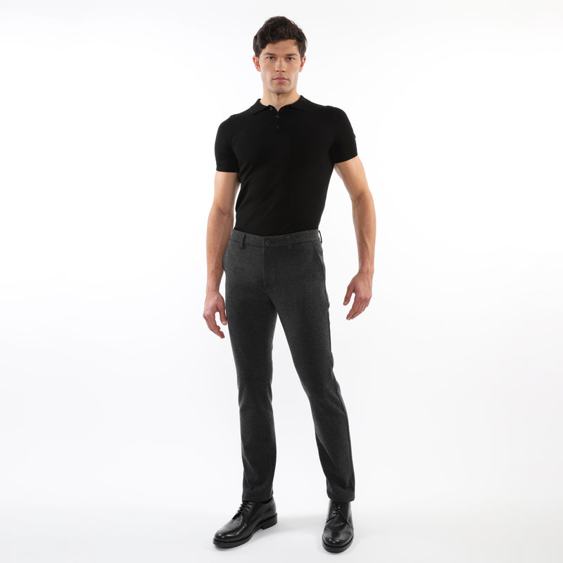 GRAPHITE PINSTRIPES WOOL-LOOK STRETCH KNIT TAILORED PANTS PM-3303-60