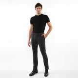 GRAPHITE PINSTRIPES WOOL-LOOK STRETCH KNIT TAILORED PANTS PM-3303-60
