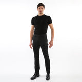 BLACK HERRINGBONE WOOL-LOOK STRETCH KNIT TAILORED PANTS PM-3303-61