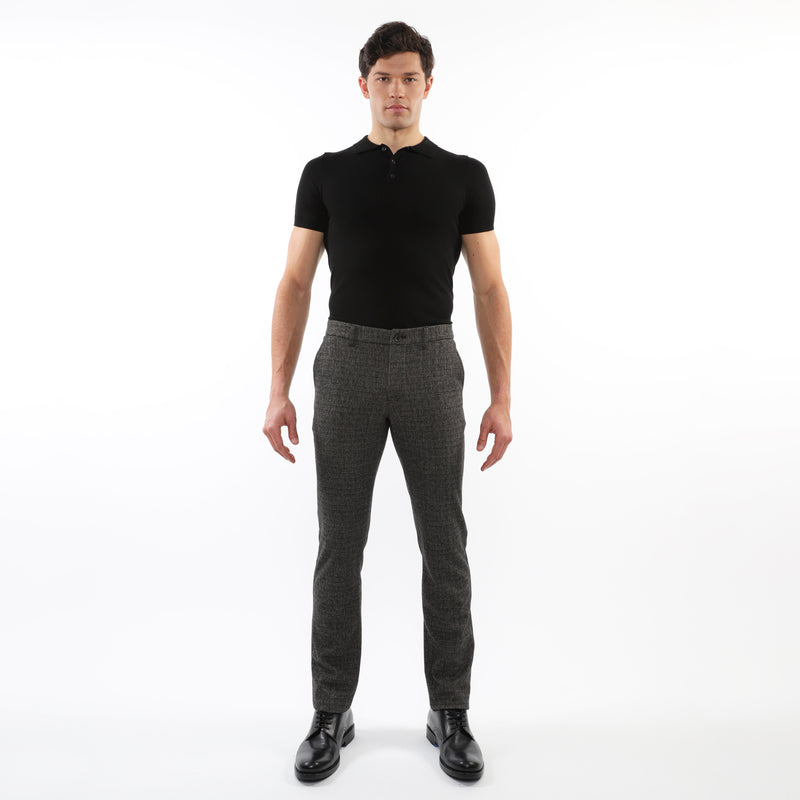 RUM HERRINGBONE WOOL-LOOK STRETCH KNIT TAILORED PANTS PM-3303-61