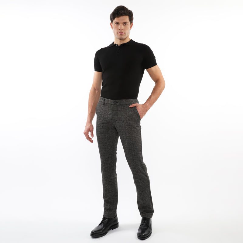 RUM HERRINGBONE WOOL-LOOK STRETCH KNIT TAILORED PANTS PM-3303-61