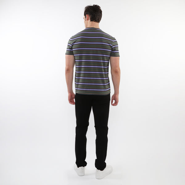 SPRUCE/LAVENDER MEN'S STRIPED CREW TEE SHIRT MEN'S STRIPED CREW TEE SHIRT PM-41011