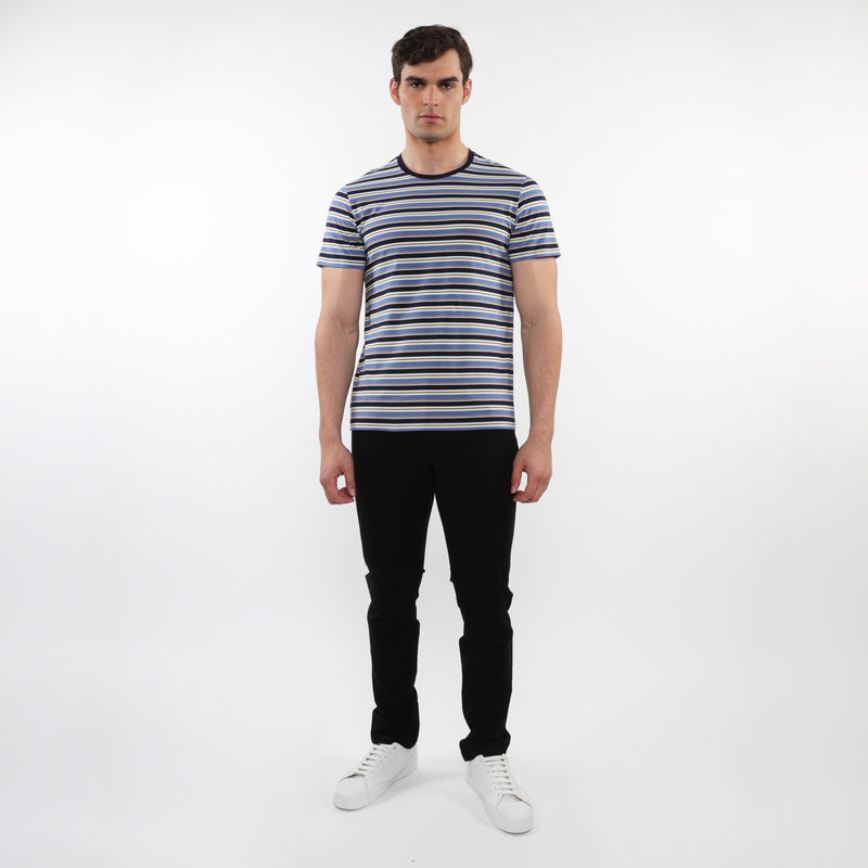 SLATE/NAVY MEN'S STRIPED CREW TEE SHIRT PM-41015