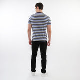 SLATE/NAVY MEN'S STRIPED CREW TEE SHIRT PM-41015