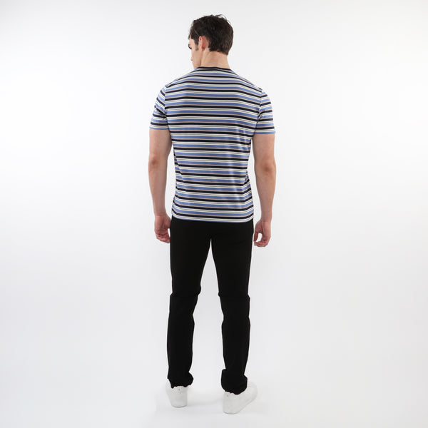 SLATE/NAVY MEN'S STRIPED CREW TEE SHIRT PM-41015