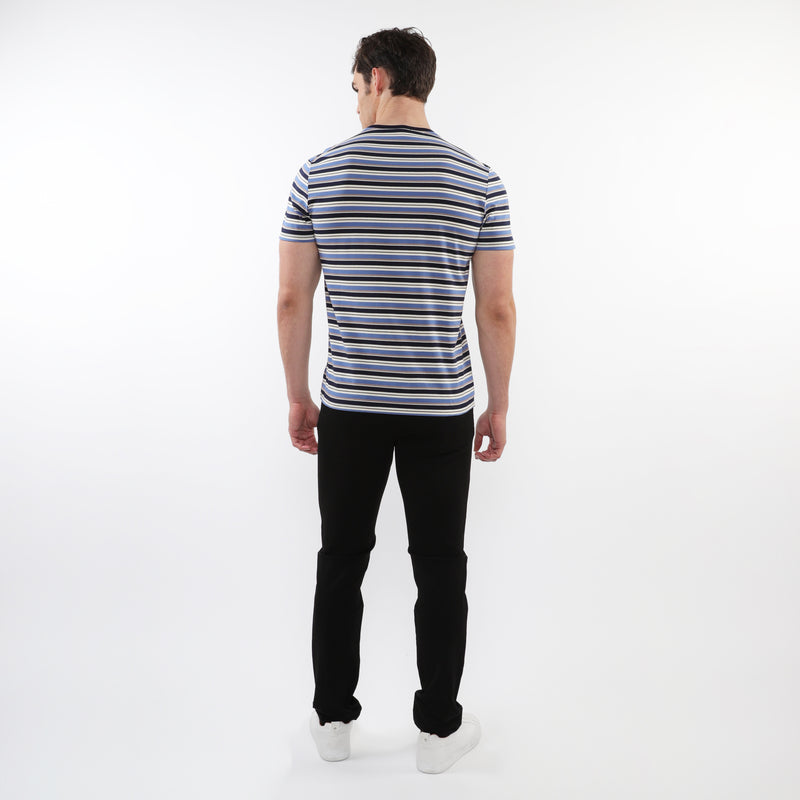 SLATE/NAVY MEN'S STRIPED CREW TEE SHIRT PM-41015