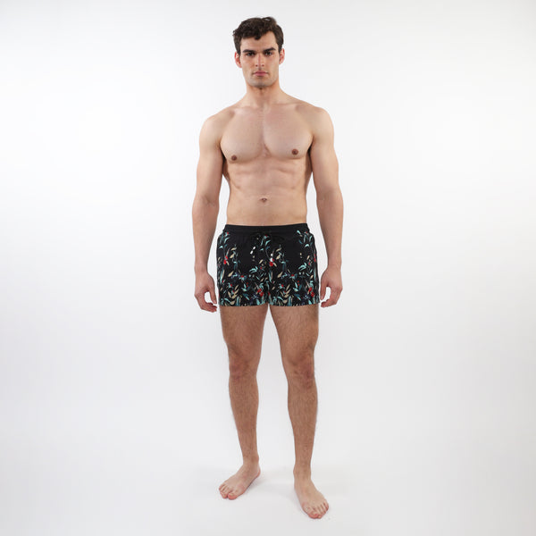 MIDNIGHT/TEAL FLORAL 2-1/2" INSEAM PRINTED BORDER SWIM SHORTS WITH MESH LINING PM-6002-47